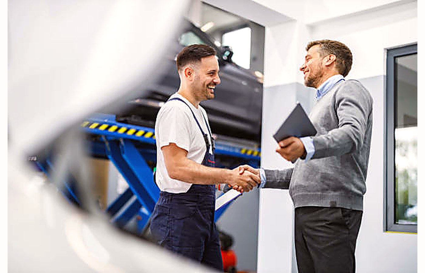 Handshake with technician